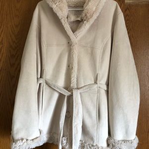 Suede fur lined coat